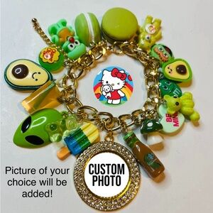 Gold Charm Chain Bracelet with Photo Charm